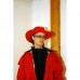 Tříčtvrteční australský kabát s koženým límcem v rudé barvě a velikosti 4